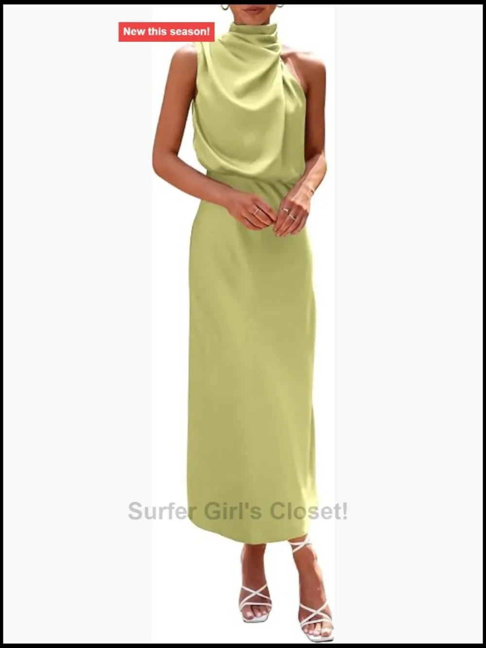Elegant Satin Maxi Dress for Women Sleeveless Mock Neck Formal Party Cocktail